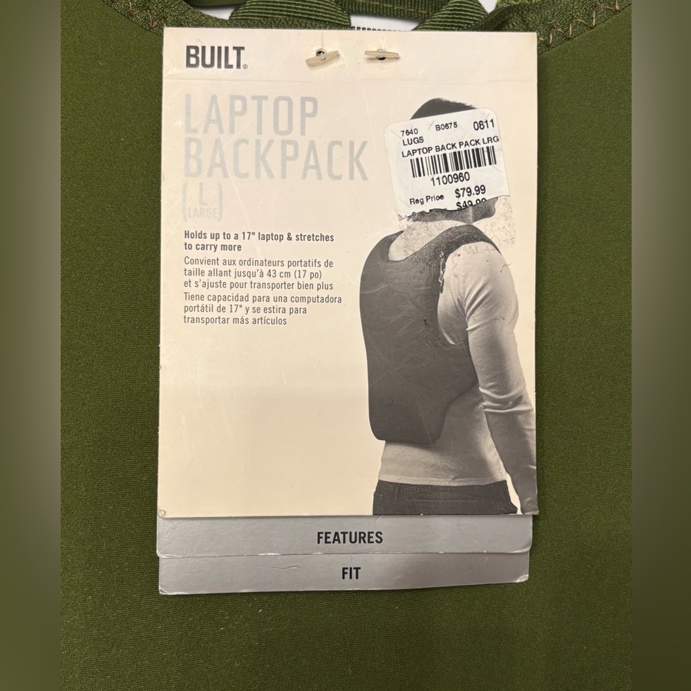 Built NWT Olive Laptop Backpack - Picture 5 of 7